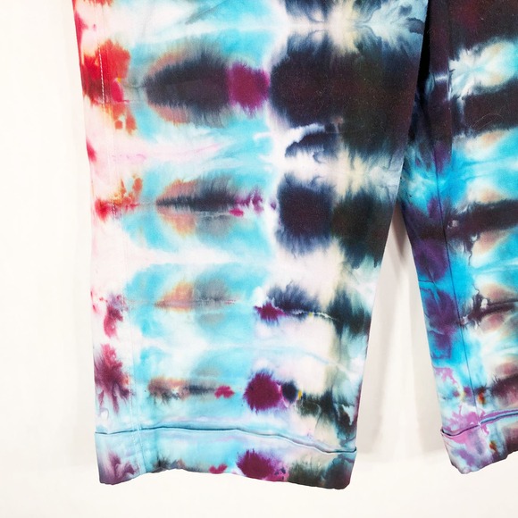 Larry Levine Size 12 Denim Capri Pants Handmade Tie Dye Wild Nights‎ Jeans 355 - Picture 5 of 12
